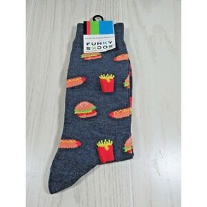 Funky Socks burgers fries hot dogs men women fits 6-12 shoe size NEW blue